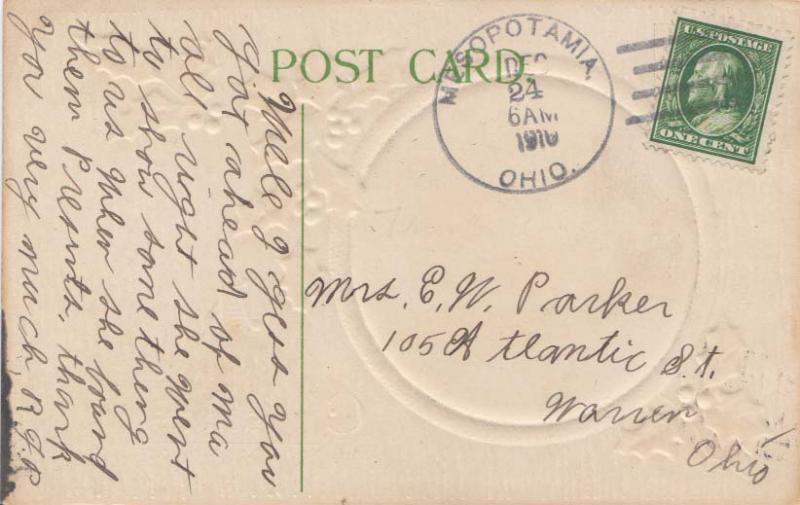 United States Ohio Mesopotamia 1910 4a-bar   PC.