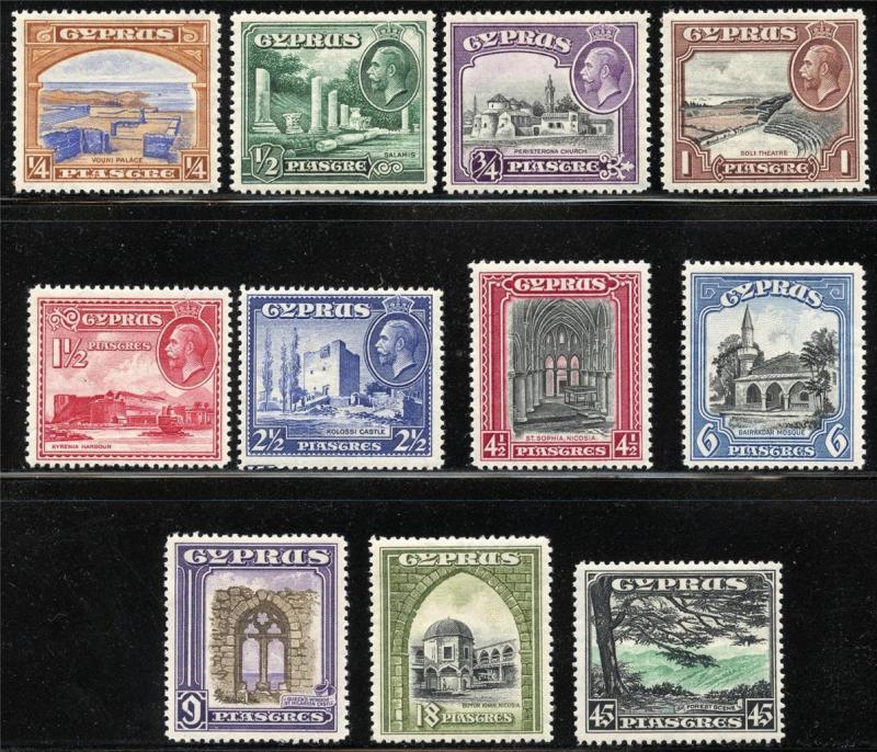 CYPRUS SCOTT# 125-35 SG# 133-43 MINT HINGED AS SHOWN