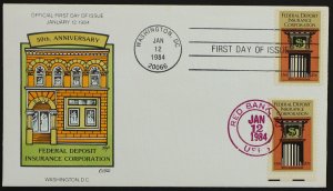 U.S. Used Stamp Scott #2071 20c FDIC Collins First Day Cover (FDC)