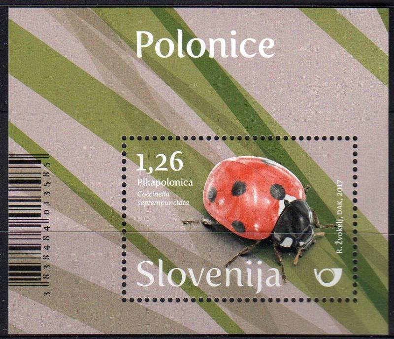 Slovenia sw1091 - Mint-NH - 1.26euro Seven-spot Ladybird (Minisheet) (2017)