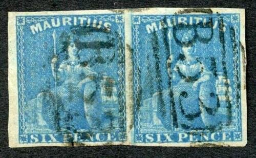 Mauritius SG32 6d Blue Big margins Cat 110++ Pounds 