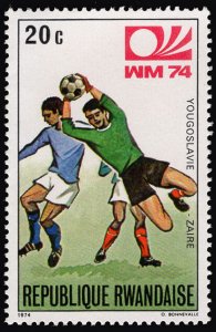 Rwanda 1974 Football Yugoslavia-Zaire Soccer Game Sports 20c Scott.579 MNH