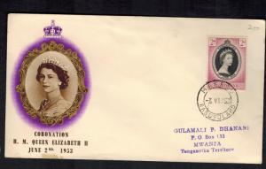 1953 Basutoland Coronation to Mwanza first day cover QE2 Queen Elizabeth II FDC