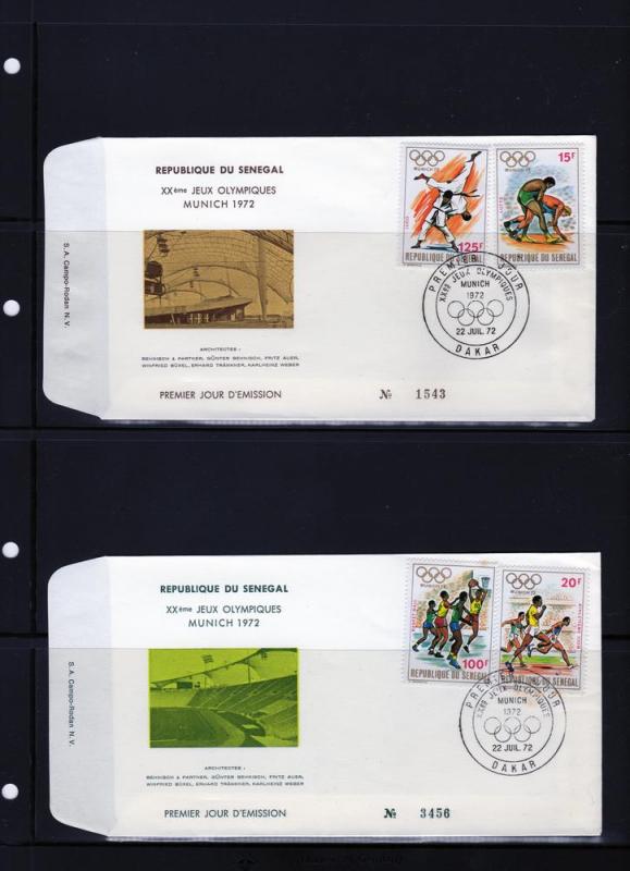 Senegal 1972 FDC  Munich Olympics Set (4) Sc  #365-368 