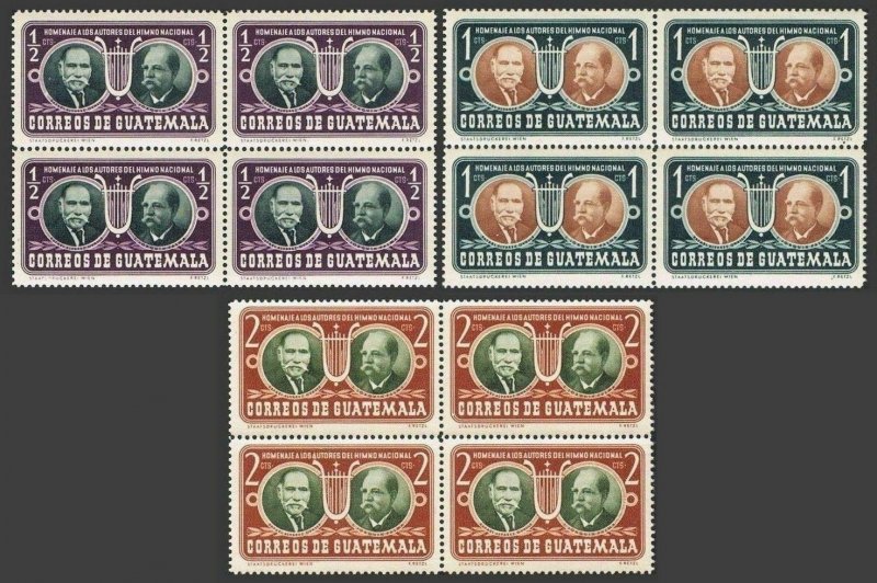 Guatemala 350-352 bl./4,MNH.Mi 535-537. Rafael Alvarez Ovalle,Jose Joaquin Palma