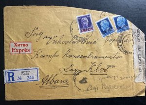 1942 Cetinje Montenegro Cover to Klos Albania Concentration Camp Italy stamps