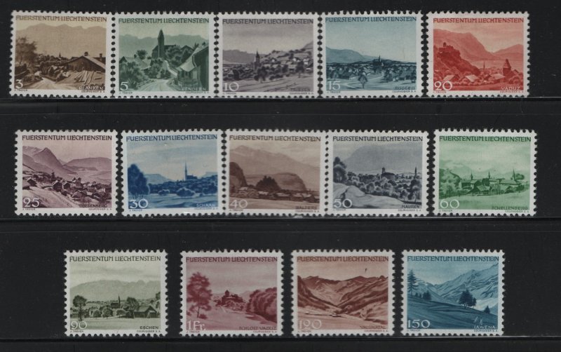 LIECHTENSTEIN 198-211 (14) Set, Hinged, 1944-45 Landscapes