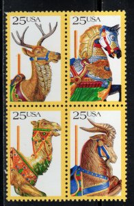 2390-2393 * CAROUSEL ANIMALS    * U S Postage Block Of 4  MNH