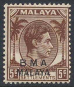 Straits Settlements SG 5 Type II  SC# 259 MLH OPT BMA see details & scans    