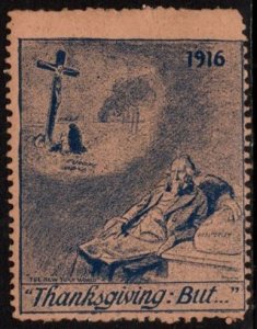 1916 WW I US Delandre Propaganda Poster Stamp Thanksgiving: But....