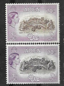 Aden # 61-61A   Fort  - 20sh. color varieties  (2)  Mint NH/Unused LH