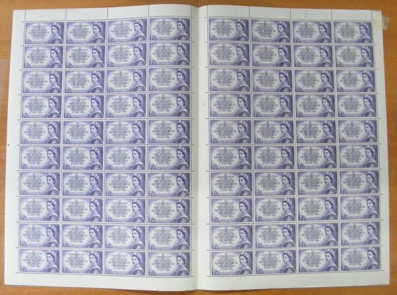 Australia 1953 7½d Violet QEII Queen Coronation stamp sht 80 MUH** var cat $270+