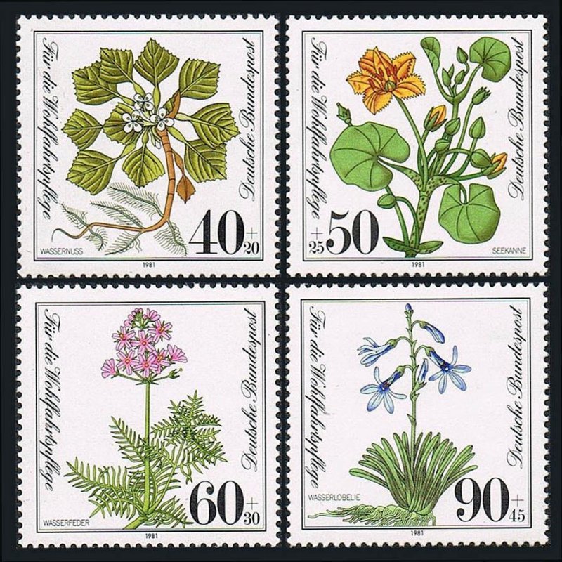 Germany 1981  -  Water plants, MNH set # B589-B592