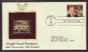 US Eisenhower 1990 PCS Gold Foil Typed FDC BIN