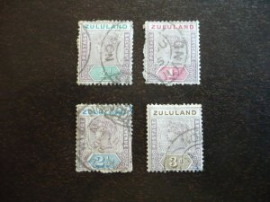 Stamps - Zululand - Scott# 15-18 - Used Part Set of 4 Stamps