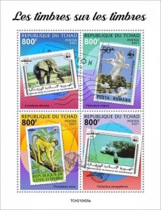 Chad - 2021 Stamps on Stamps, Animals - 4 Stamp Sheet - TCH210425a