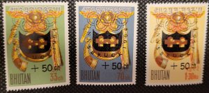 Bhutan, 1964, semi-postal, B 1-3, Innsbruck Olympics, set of 3, MH, SCV$12.00