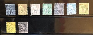 French Colonies 46-54 Used CV $53