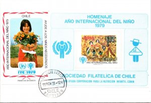 SCHALLSTAMPS CHILE 1979 FDC CACHET COVER COMM SOUVENIR NTERNATIONAL CHILDREN