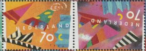 Sc# 823 824a Netherlands 1993 Tete-beche MNH pair greeting stamp issue CV $1.40