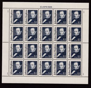 1993 Johns Hopkins $1 Sc 2194 MNH full sheet of 20 plate number 1 dull gum