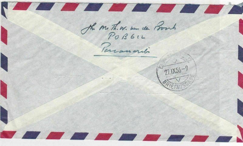 Suriname 1956 Paramaribo Registered Stamps Cover  ref 22337