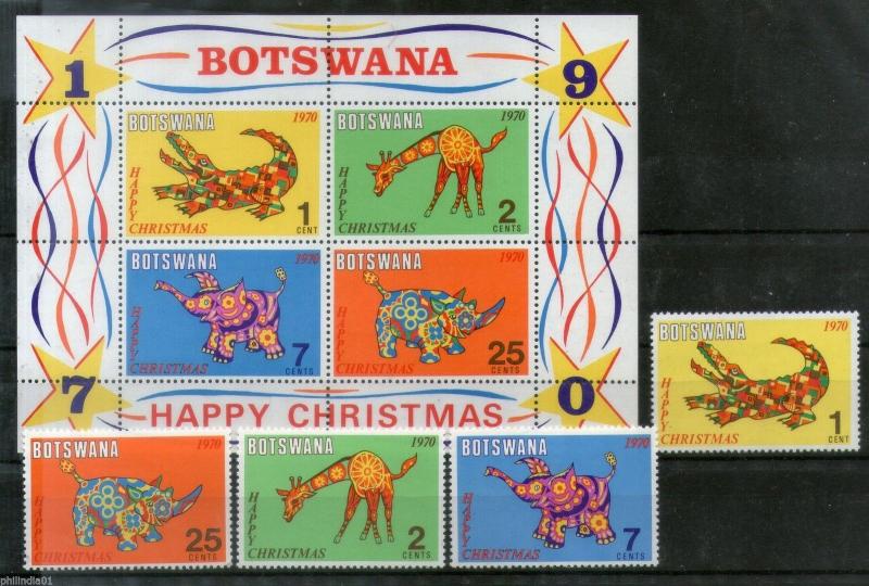 Botswana 1970 Elephant Giraffe Christmas Animals Toys Sc 67-70a 4v+M/s MNH #5067