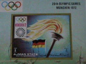 ​AJMAN-1972- 20TH OLYMPIC GAMES MUNICH'72- IMPERF-CTO-S/S--FANCY CANCEL-VF