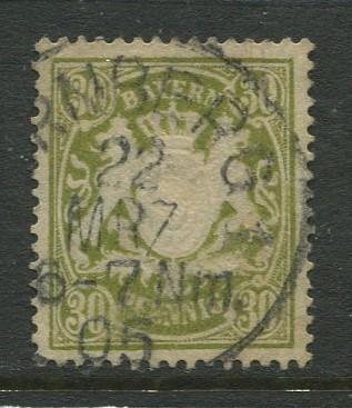 Bavaria -Scott 67 - Coat of Arms -1888 -  Used - Single 30pf Stamp