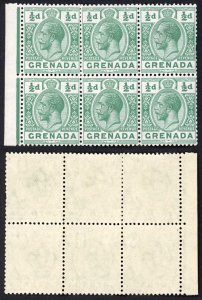 Grenada SG112 1/2d Green Wmk Mult Script U/M Block (perf separation at top)