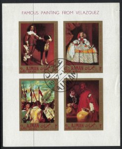 Ajman Mi #BL22B imperf souv sheet: Paintings by Velázquez, 2r 1968 CTO MCV €3.75