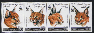 Somalia #3961-4 mint set, WWF lynx issued 1998