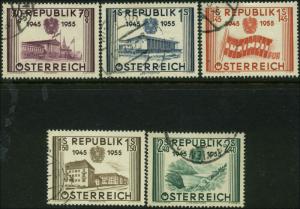 Austria Scott #599 - #603 Complete Set of 5 Used