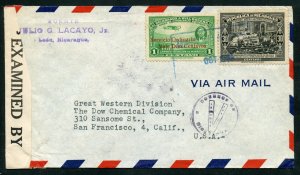 Nicaragua 1943 Airmail Censored Cover to San Francisco