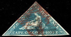 [sto442] CAPE OF GOOD HOPE Four Pence Deep Blue Wmk Anchor with Red cancel RRR