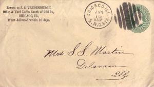 United States Illinois S.W.D. Sta. Chicago c1880 circular grid  DPO  Postal S...