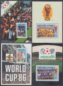 NEVIS Sc #489-92 MNH SET of 3 SOUVENIR SHEETS, 1986 MEXICO FIFA WORLD CUP SOCCER