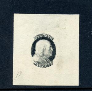 63-E2b Essay Die on Old Proof Paper, Outer Lines at Sides Missing (1861) By137 