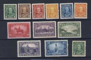 12x Canada MH Stamps; #217-1c to 227-$1.00 & #228 Coil Guide Value = $195.00