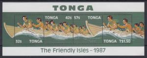 XG-AC340 TONGA IND - Ships, 1987 Inter Islands Canoe Race MNH Sheet