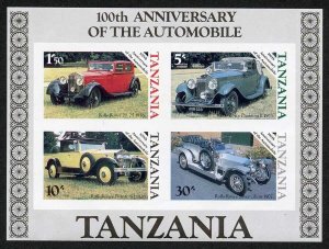 Tanzania SGMS460 1986 Centenary of Motoring (cars) M/Sheet IMPERF U/M