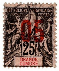 (I.B) France Colonial Postal : Grande Comore 5c on 25c OP