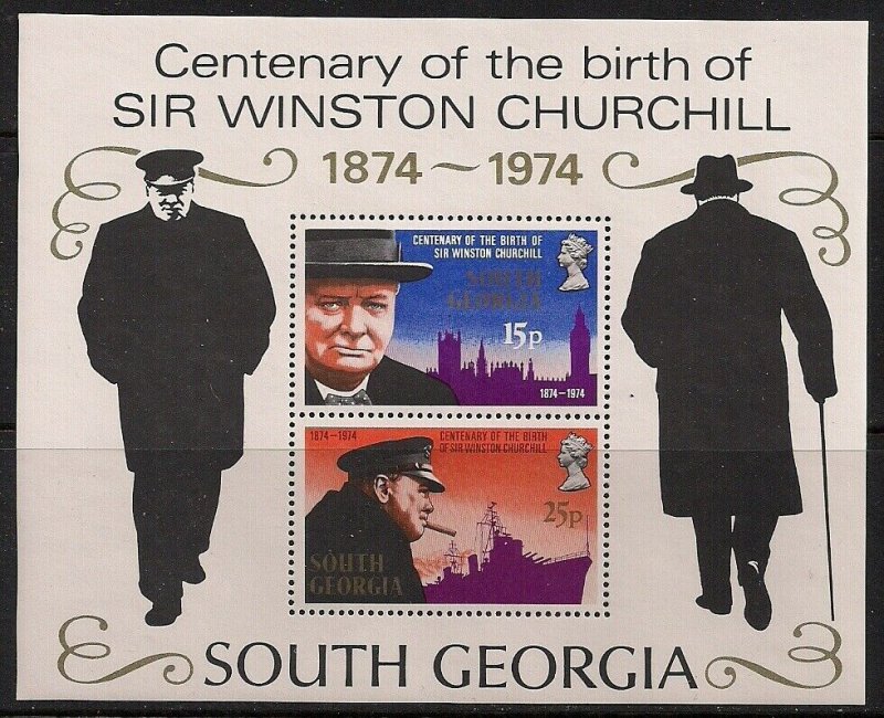 South Georgia Stamp 40a  - Churchill birth centenary