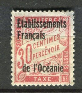 FRENCH COLONIES; L'OCEANIE early 1900s Postage Due Mint hinged 30c. value