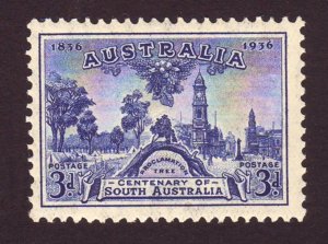 Australia 1936 Sc#160 3d Blue Centenary of SA UNUSED-VF-OG-LH.
