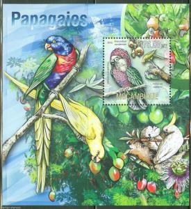 MOZAMBIQUE  2013 PARROTS  SOUVENIR SHEET MINT NEVER HINGED