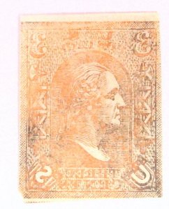 Scott #79-E9b - Plate on clear white paper, imperf - 3c Orange - Essay