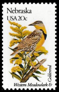 US 1979 or 1979a State Birds & Flowers Nebraska 20c single MNH 1982