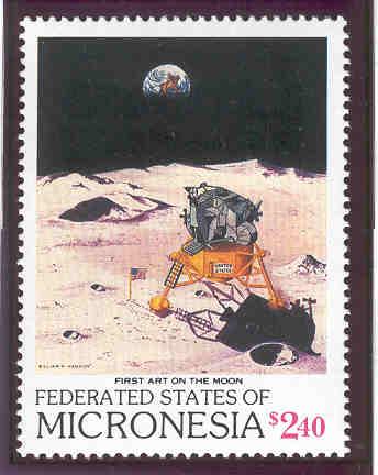 MICRONESIA 82 MNH EARTH AND LUNAR MODULE, ART