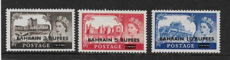 BAHRAIN 1955 CASTLES SET SG 94/96 MINT LIGHTLY HINGED Cat £40